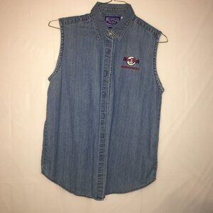 Vintage Hard Rock Cafe Washington D.C. Sleeveless Denim Buttonfront Shirt Large
